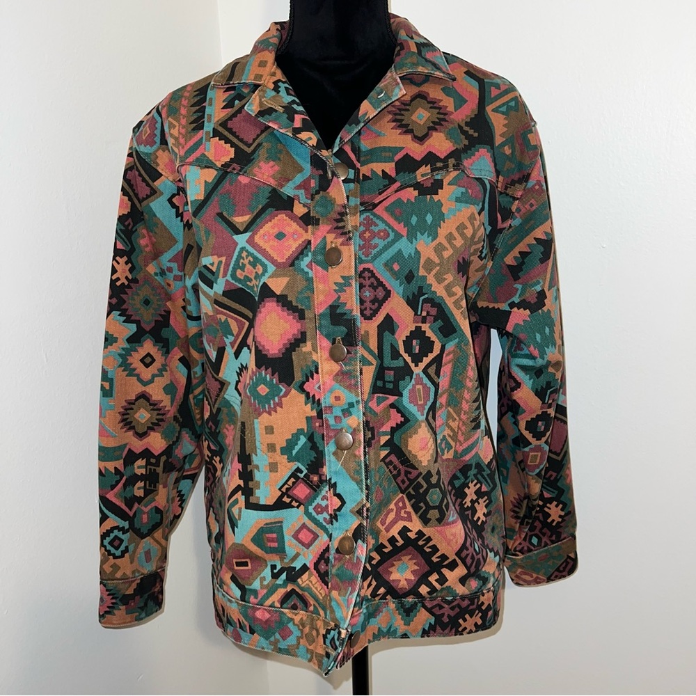 Vintage Aztec/tribal denim jacket Brownstone Studio western, boho, southwestern